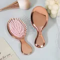 Mini portable air cushion hairbrush set in an elegant rose gold electroplated finish - Electroplated Rose Gold (Pink Cushion)