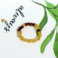Bohemian style handmade glass seed bead ring featuring yellow and brown beads for daily wear - Bright Yellow and Dark Red-Brown Mixed (款式27)