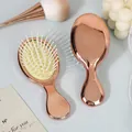 Portable mini air cushion massage hair brush with elegant metallic rose gold finish - Electroplated Rose Gold (Yellow Cushion)