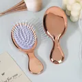 Portable rose gold electroplated mini air cushion hair brush perfect for travel and kids - Electroplated Rose Gold (Purple Cushion)