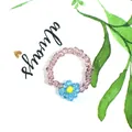 Handmade purple beaded ring with blue flower motif in bohemian style - Light Purple with Blue-Yellow Flower (Style 33)