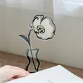Minimalist acrylic flower stand message holder with artistic hand-drawn floral sketch - Poppy