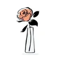Elegant acrylic stand with hand-drawn rose illustration perfect for desktop decoration - Rose