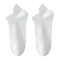 Comfortable breathable women's pure white cotton low-cut ankle boat socks for summer wear - One Size / White