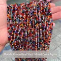 Perle rotonde in agata di colore misto sfaccettate di alta qualità per gioielli fai da te - 2mm (Circa 180 Pz/Confezione) / Agata multicolore sfaccettata
