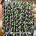 Perle tonde sfaccettate in rubino-zoisite naturale per la creazione di gioielli fai da te - 2mm 180 Pz/Confezione / Rubino in zoisite naturale sfaccettato
