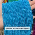 Perline sfaccettate in turchese sintetico blu per accessori gioielli fai-da-te - 2mm 180 Pz/Confezione / Turchese blu sintetico a venature nere sfaccettato