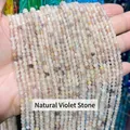 Fili di piccole perle tonde sfaccettate in pietra naturale lavanda per gioielli fai da te - 2mm 180 Pz/Confezione / Pietra viola naturale sfaccettata