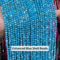 Perle di conchiglia blu sfaccettate di qualità per la creazione di gioielli DIY e orecchini - 2mm 180 Pz/Confezione / Perle di conchiglia blu ottimizzate sfaccettate