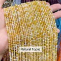 Perle rotonde in topazio giallo naturale sfaccettato per accessori gioielli fai da te - 2mm 180 Pz/Confezione / Topazio naturale sfaccettato