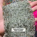 Perle tonde sfaccettate in quarzo rutilato verde naturale per gioielli DIY unici - 4mm 84 Pz/Confezione / Quarzo rutilato verde naturale sfaccettato