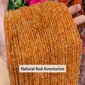 Perle tonde in avventurina rossa naturale sfaccettata di alta qualità per gioielli - 2mm 180 Pz/Confezione / Aventurina rossa naturale sfaccettata