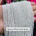 Perle di conchiglia bianca naturale sfaccettata per la creazione di gioielli fai da te - 2mm 180 Pz/Confezione / Perla di conchiglia bianca naturale sfaccettata