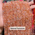 Perle tonde sfaccettate in pietra del sole naturale per accessori per gioielli fai da te - 2mm circa 180 pezzi / Pietra del sole dorata naturale sfaccettata