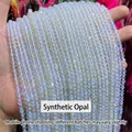 Piccole perle tonde sfaccettate in opale sintetico di alta qualità per gioielli fai-da-te - 2mm 180 Pz/Confezione / Opale sintetico sfaccettato