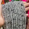 Perle sfaccettate in quarzo rutilato nero naturale 5A premium per gioielli fai da te - 2mm 180 Pz/Confezione / Quarzo rutilato nero naturale 5A sfaccettato