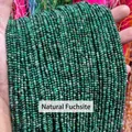 Perle tonde sfaccettate in mica verde naturale premium per accessori gioielli fai da te - 2mm 180 Pz/Confezione / Fuchsite naturale sfaccettata