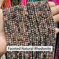Perle di rodonite naturale sfaccettate per la creazione di gioielli fatti a mano DIY - 2mm 180 Pz/Confezione / Rodonite naturale sfaccettata