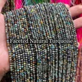 Fili di perle di turchese naturale sfaccettate per la creazione di gioielli fai da te DIY - 2mm circa 180 pezzi / Turchese Naturale Sfaccettato