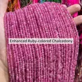 Fili di perline di calcedonia sfaccettate color rubino per creazione di gioielli fai-da-te - 2mm circa 180 pezzi / Calcedonio color rubino ottimizzato sfaccettato