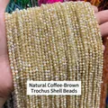 Perle di conchiglia sfaccettate marrone caffè premium per accessori gioielli fai da te - 2mm circa 180 pezzi / Conchiglia di troco naturale color caffè sfaccettata
