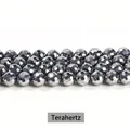 Perle rotonde sfaccettate in pietra terahertz grigio metallizzato per creazione gioielli - 2mm 180 Pz/Confezione / Teraherz sfaccettato