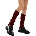 Warm red ribbed knitted leg warmers pile socks for ballet or street style fashion - One Size / Burgundy