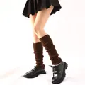 Classic brown knitted ribbed leg warmers perfect for JK school style and winter warmth - One Size / Bottoms / Coffee