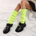 Vibrant neon green knitted leg warmers in a stylish slouchy ballet dance style - One Size / Bottoms / Neon Yellow
