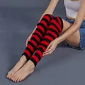 Cozy red and black striped knit leg warmers, perfect for ballet dance and JK style - One Size / 50cm / Red & Black