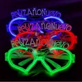 Colorful LED heart-shaped glow glasses featuring New Year festive greeting text - Heart Feliz Año Nuevo LED Glasses