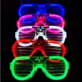 Detail view of five colorful LED light-up shutter glasses for parties and kids' celebrations - Cold Light Shutter Glasses