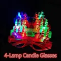 LED glowing birthday cake glasses with four colorful candle lights for party favor - Four-LED Birthday Candle Glasses