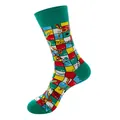 Vibrant Snakes and Ladders game board pattern crew socks made from comfortable cotton fabric - Snakes and Ladders Pattern / No. 208 (Snakes and Ladders)
