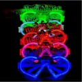Multiple colors LED glowing heart-shaped glasses featuring Happy New Year decorative text - Heart Happy New Year LED Glasses