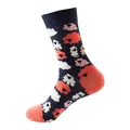 Calcetines de algodón azul oscuro a la moda con simpático estampado de ovejas y puntera coral - No. 190 Oveja Azul