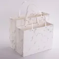 Two elegant minimalist marble pattern paper gift bags with rivets and sturdy handles - Ink Marble Style / L
