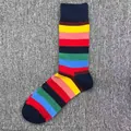 Lebhafte mehrfarbige horizontal gestreifte Herren-Baumwollsocken für stilvollen Alltag - Einheitsgröße / Bunte Querstreifen