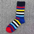 Bunte gestreifte Baumwollsocken für Herren im Happy-Style Design für den Alltag - Einheitsgröße / Mehrfarbige Pop-Art-Streifen
