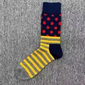 Trendige Herrensocken aus Baumwolle mit roten Punkten und gelbem Streifenmuster - Einheitsgröße / Marine Rot Punkte Streifen (24)