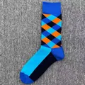 Bunte Herren Socken aus Baumwolle mit Argyle-Muster in Blau und Orange Tönen - Einheitsgröße / Königsblau Orange Schwarz Argyle