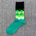 Herren-Baumwollsocken mit einem lebhaftem grün-schwarzem Argyle-Rautenmuster Design - Einheitsgröße / Seegrünes Spleiß-Rautenmuster (52)