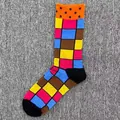 Bunte Baumwollsocken für Herren mit geometrischem Gittermuster und Polka Dots für den Alltag - Einheitsgröße / Mehrfarbiges Gitter-Punktmuster (53)
