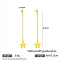 Pendientes de borla larga minimalistas con estrella dorada, incluye datos de peso y tamaño - Pendientes de Borla de Estrella Hueca Dorada