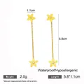 Elegant gold matte flower tassel drop earrings featuring hypoallergenic waterproof design - Gold Zirconia Star Tassel Earrings