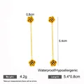 Elegant golden matte rose flower tassel earrings with hypoallergenic features, 5.4cm length - Gold Flower Tassel Earrings