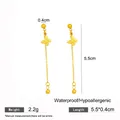 Gold frosted butterfly tassel drop earrings for women with long dangling chain detail - Gold Butterfly Drop Earrings