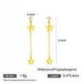 Gold star hollow chain dangle earrings with waterproof hypoallergenic finish for women - Gold Zirconia Hollow Star Tassel Earrings