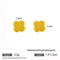 Elegant frosted gold clover stud earrings for women, minimalist and lightweight design - Gold Matte Clover Stud Earrings
