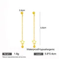 Gold star charm chain tassel drop earrings, waterproof and hypoallergenic jewelry - Gold Hollow Star Bead Tassel Earrings